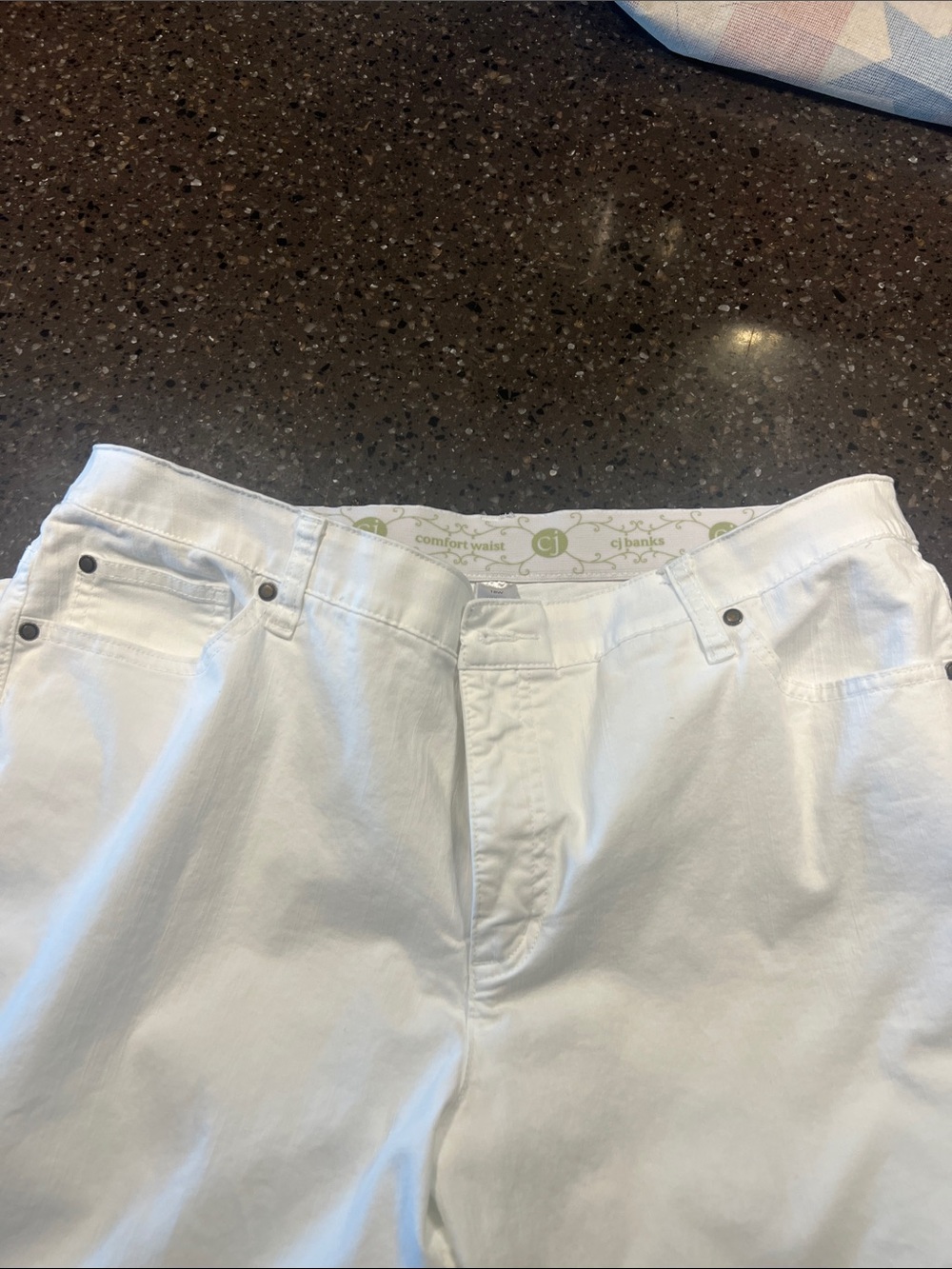 CJ Banks White Comfort-Waist Denim Capri Pants - Picture 3 of 3